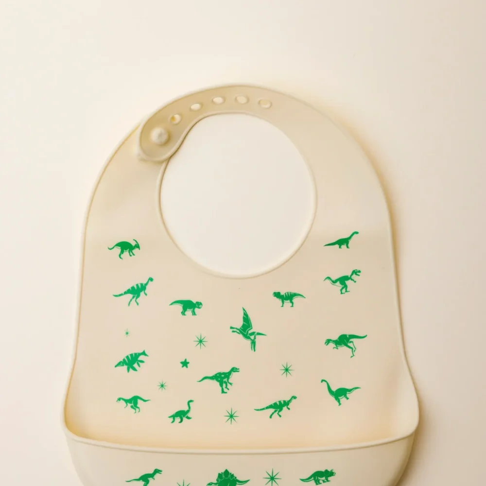 Waterproof Medium Cream Silicon Baby Bibs Without Ears