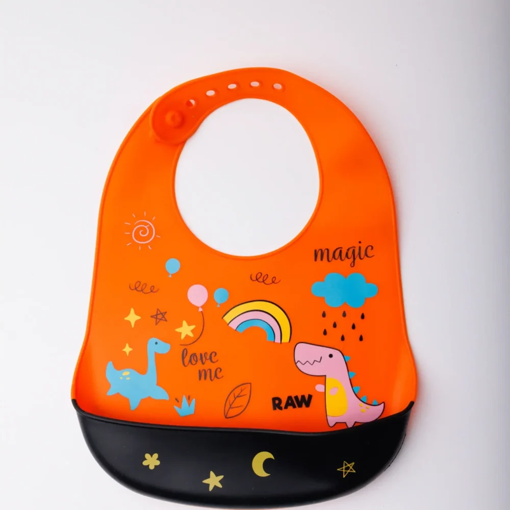 Waterproof Orange High Silicon Baby Bibs