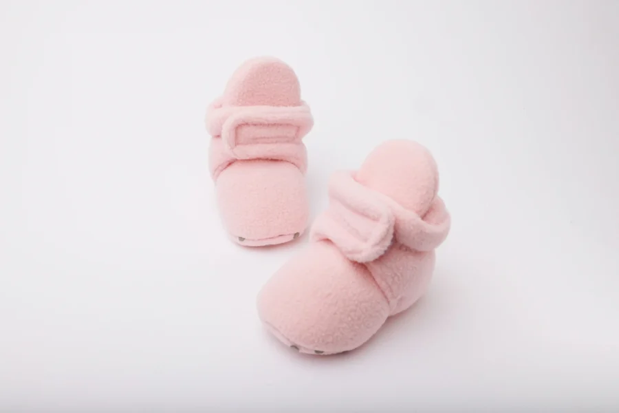 Pink Fleece Baby Booties - Image 2