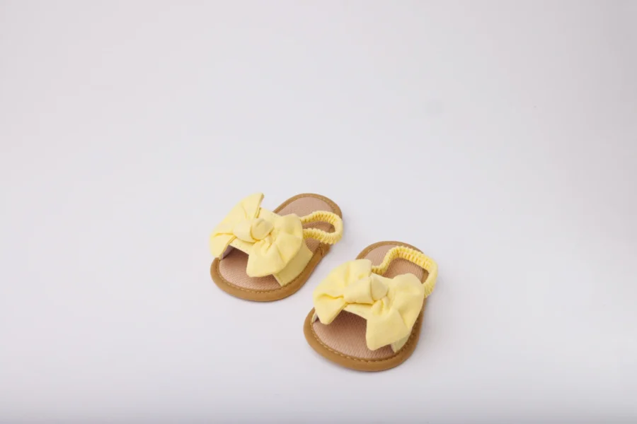 Baby Girl Bowknot Sandals, Baby Bowknot Dot Stripe Shoes - Image 3