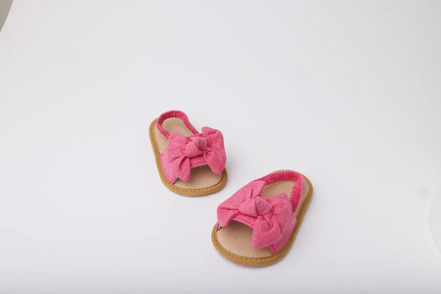Baby Girl Bowknot Sandals, Baby Bowknot Dot Stripe Shoes - Image 5
