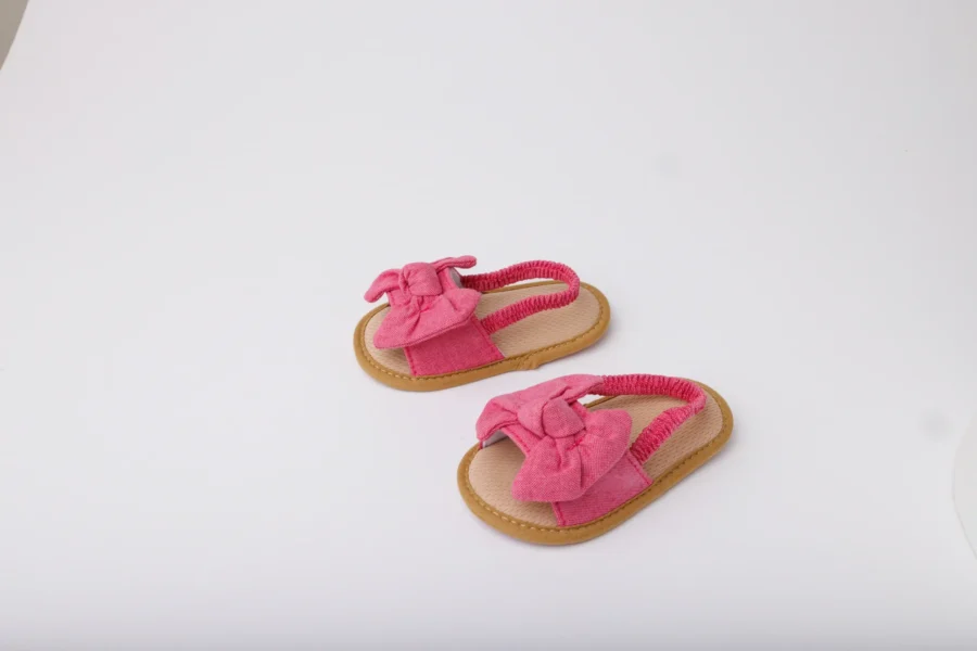 Baby Girl Bowknot Sandals, Baby Bowknot Dot Stripe Shoes - Image 6
