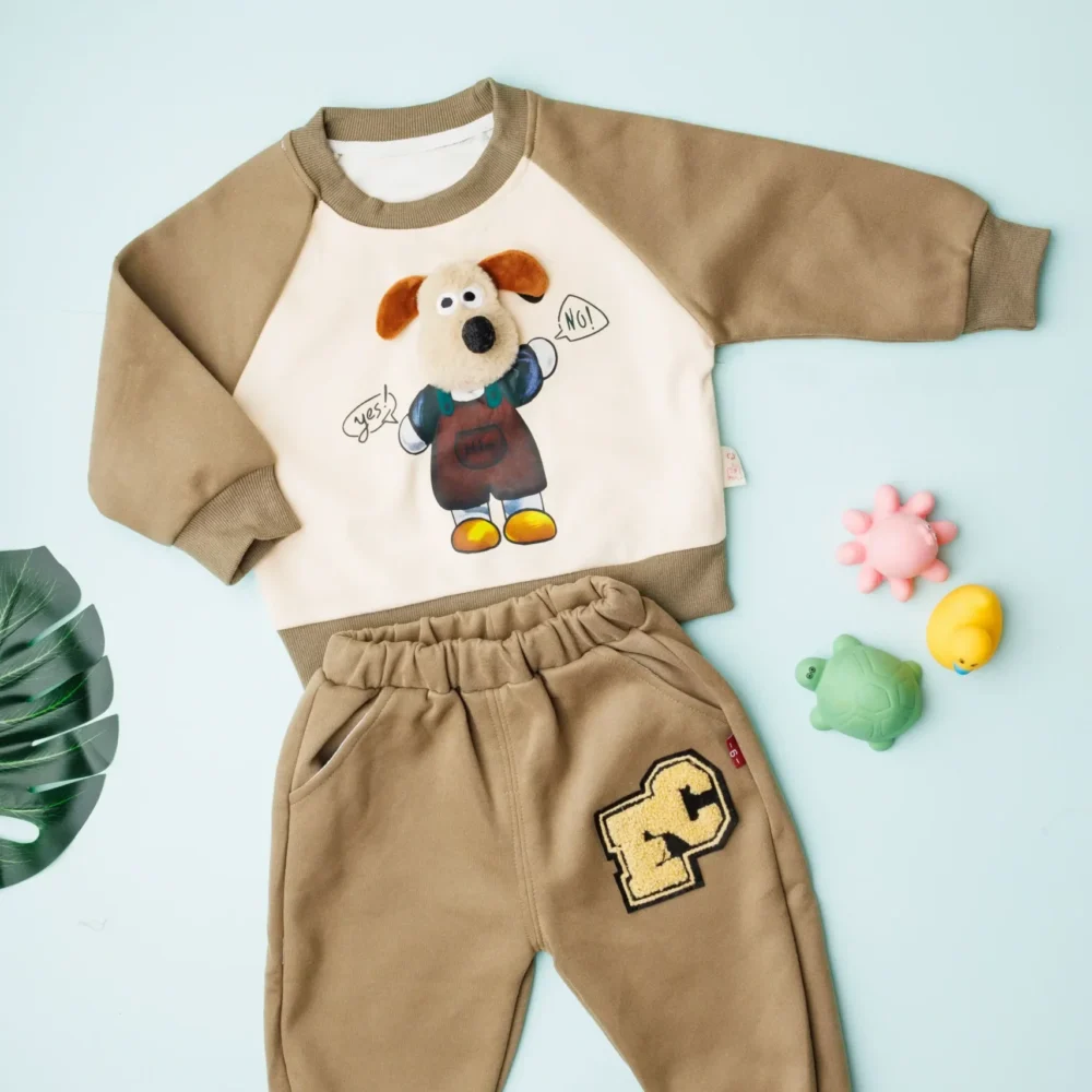 Cartoon Applique Sweatshirt And Jogger