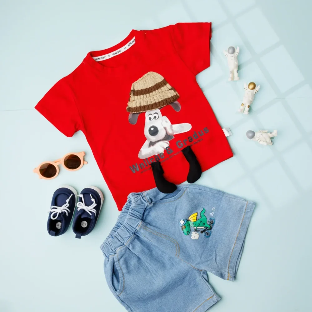 Helmet Puppy Solid O-Neck T-Shirt With Shorts