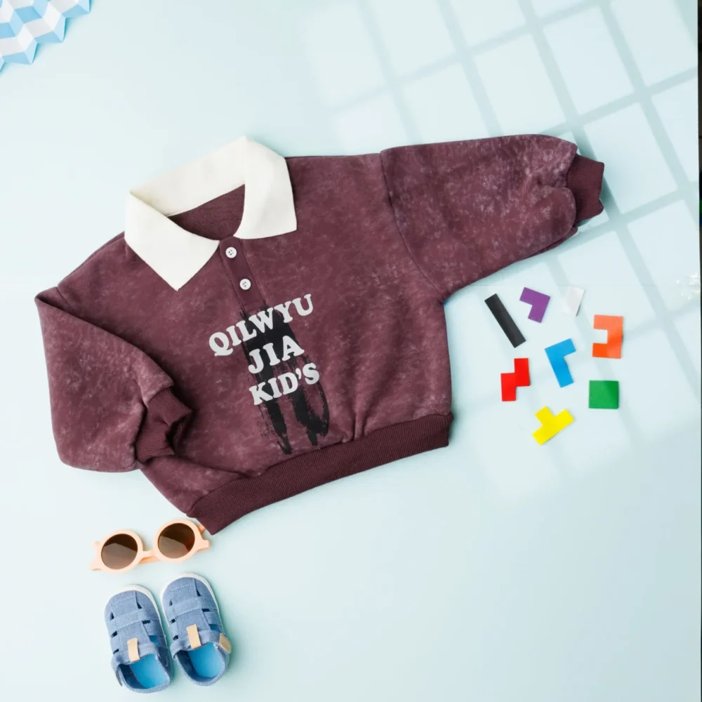 Boys Striped Shirt Collar T-Shirt