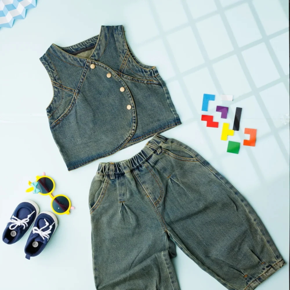 Crop Denim Jacket With West And Jeans