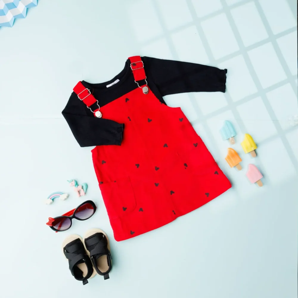 Disney Minnie Mouse Red&Black 2-Piece Denim Jumper