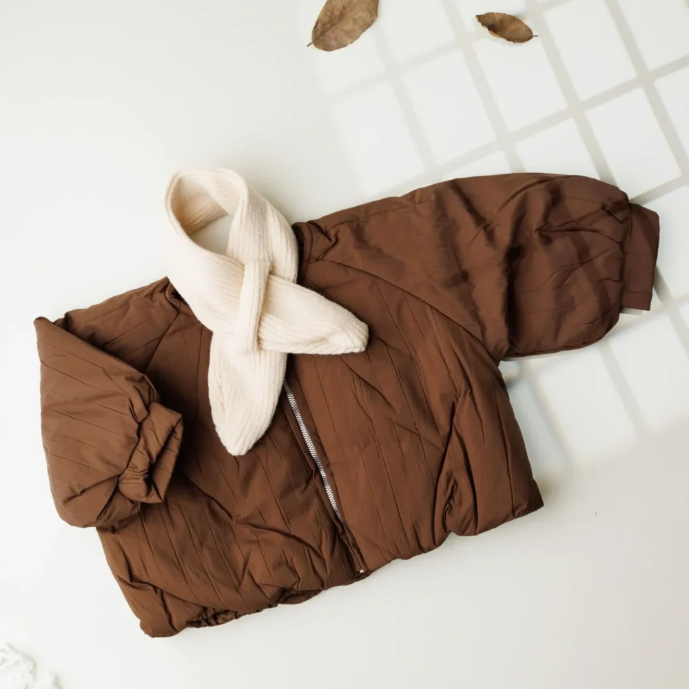 Winter Puffer Jacket With Muffler