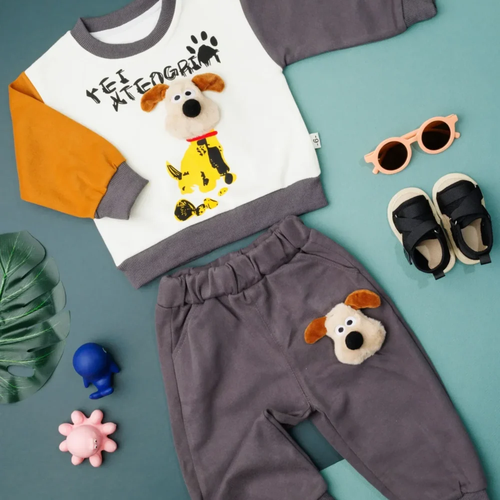 Cute 3D Dog Head Skin Long Sleeve top and jogger