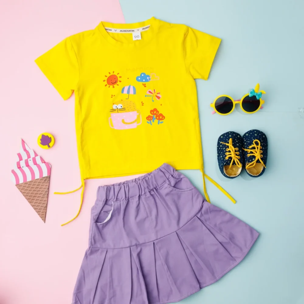 Half Sleeves Printed Top With Skirt