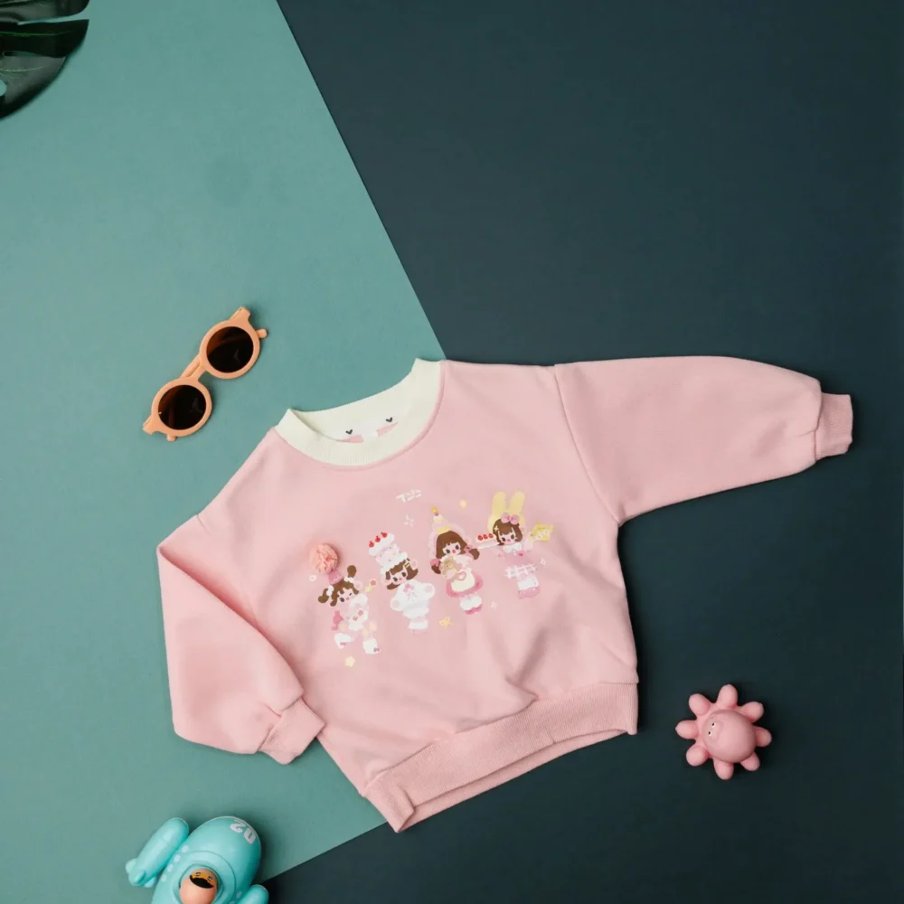 Girls Pink Birbie Printed Sweatshirt