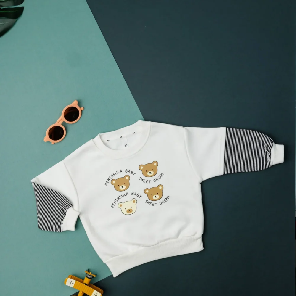 Crew Neck Long Sleeve Embroidery Baby Girl Sweatshirt