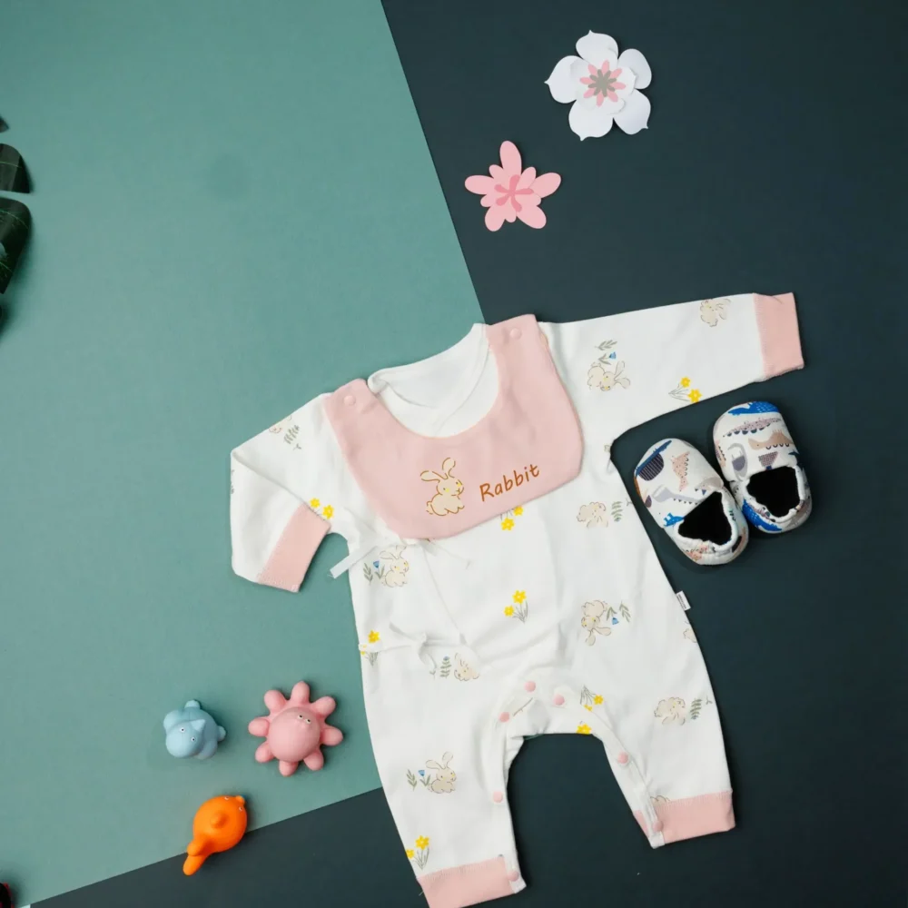 Pink Rabbit Full Sleeve Baby Romper
