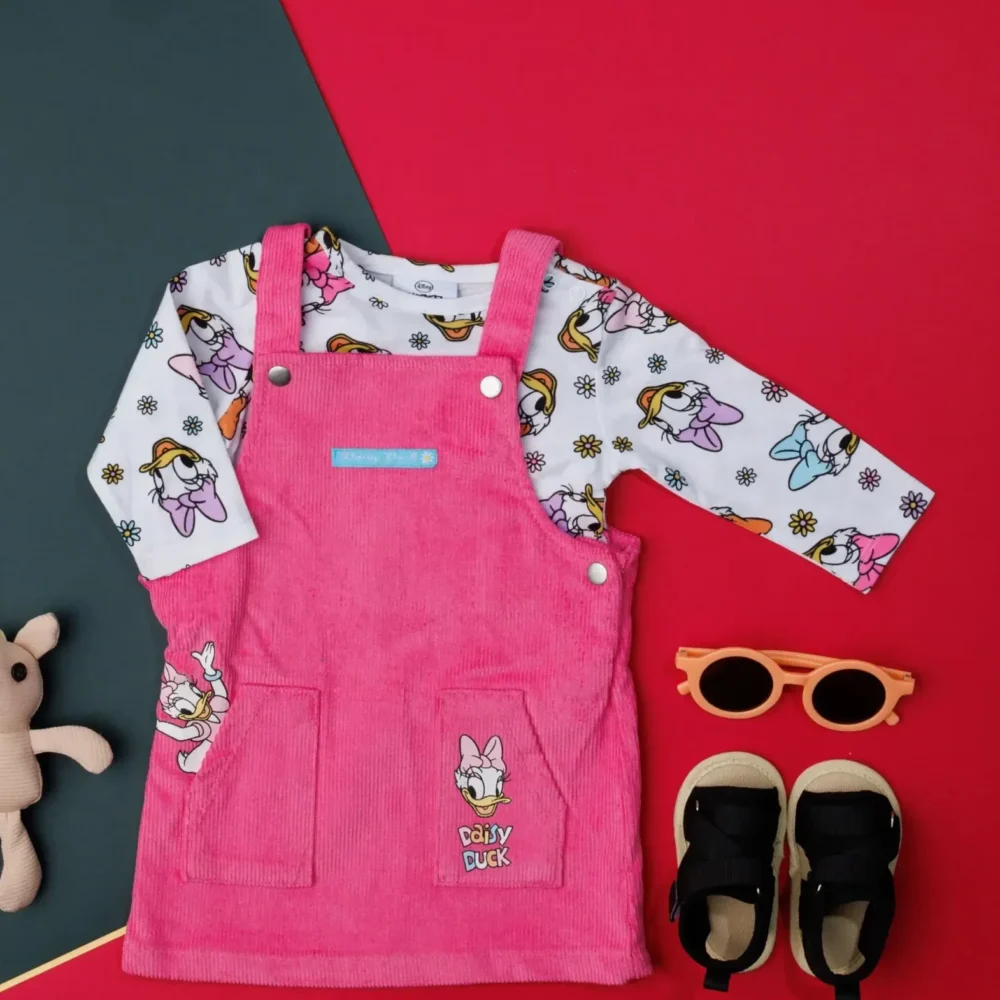 Pink & White Micky Mouse Dungarees &Playsuits For Girls