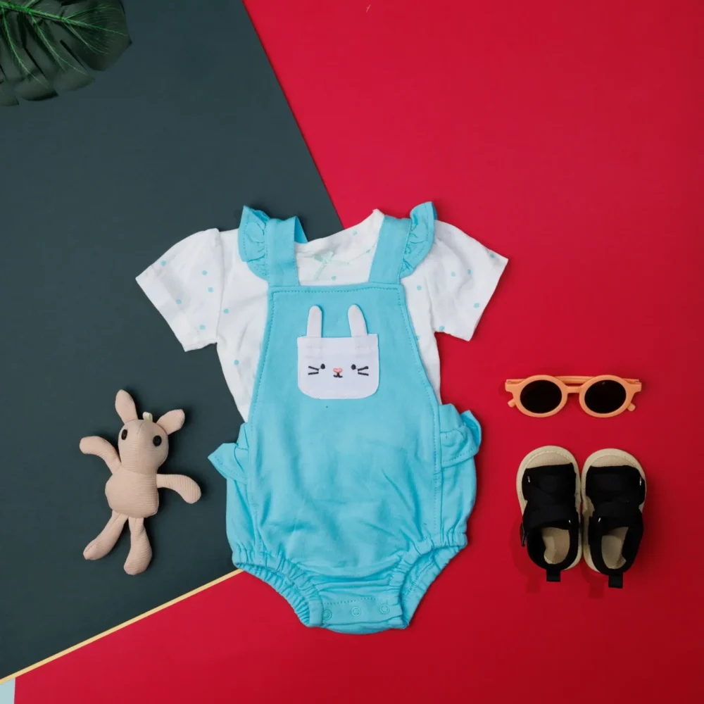 Sky Blue Sleeveless Embroidery Summer Bodysuit