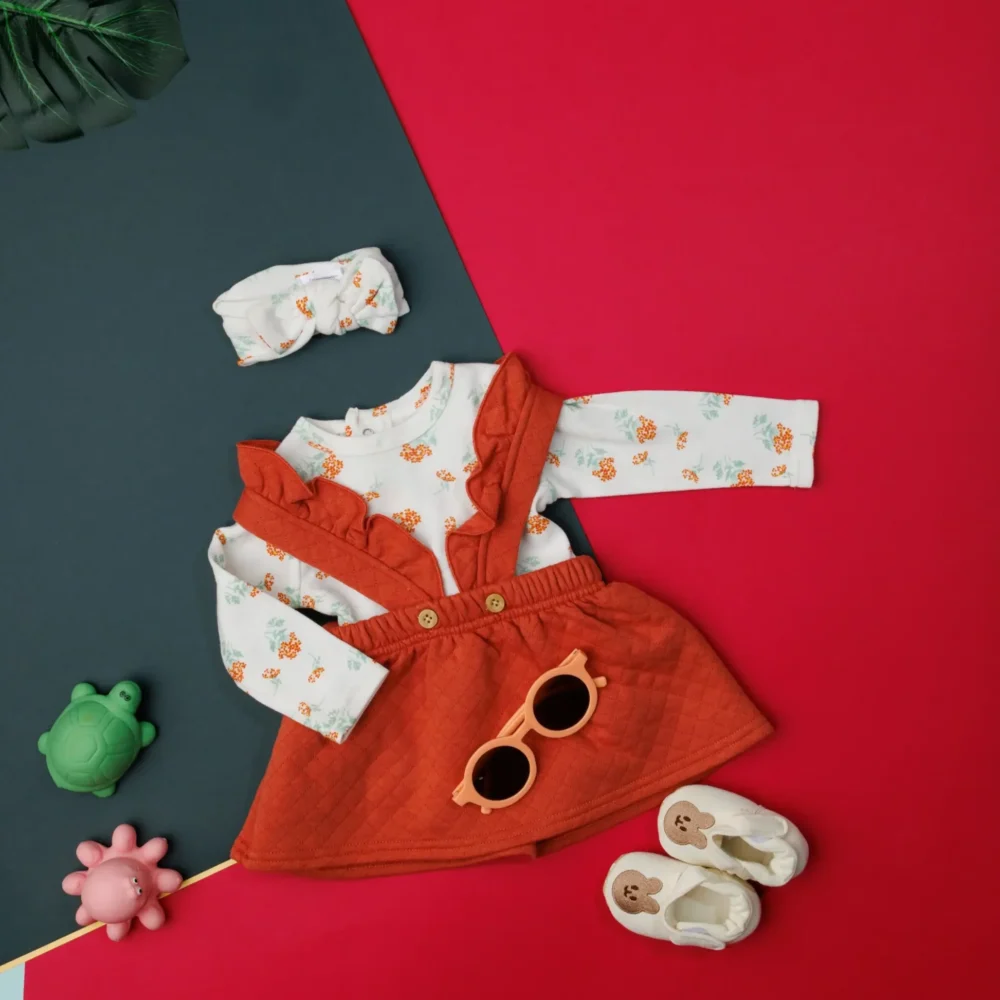 Dungaree For Girls Casual Printed Pure Cotton