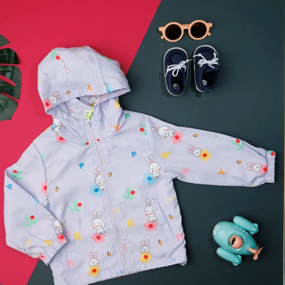 Full Sleeves Hooded Jacket Purple Rabite Print