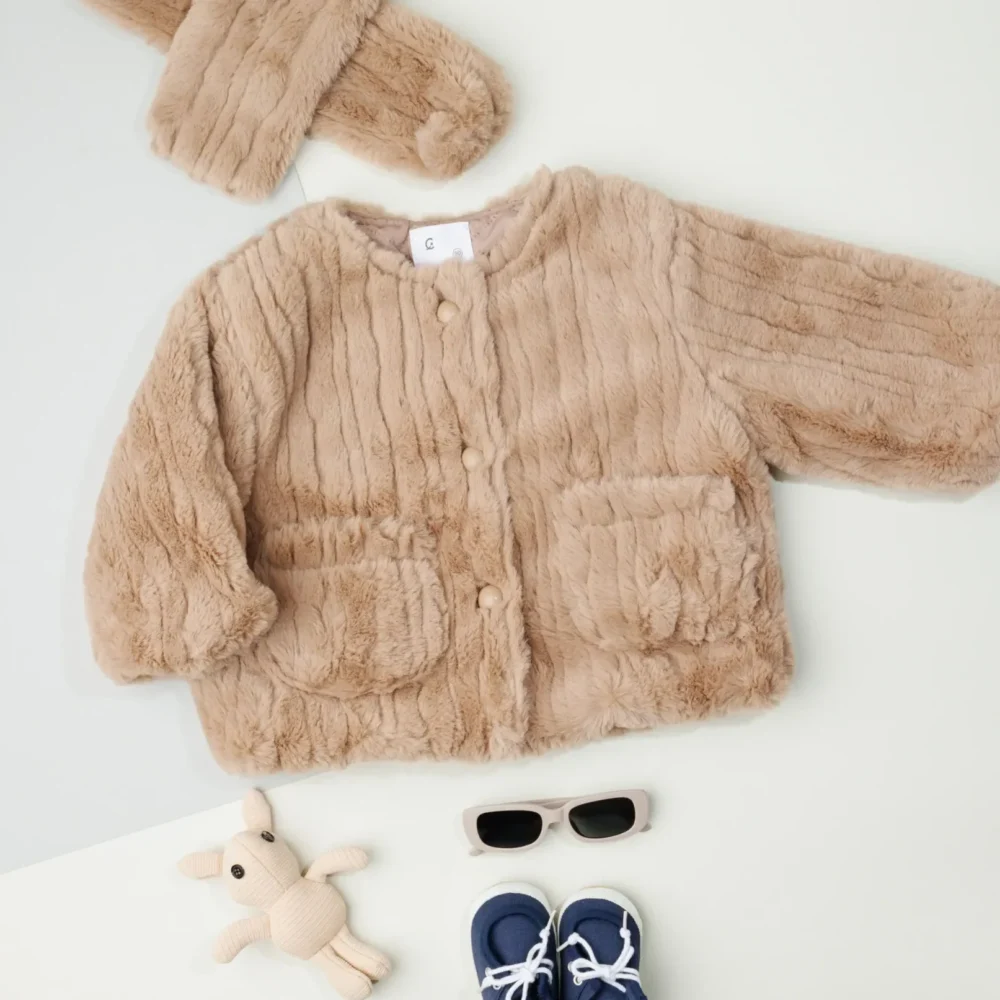 Polyester Longline Tailored Jacket With Muffler