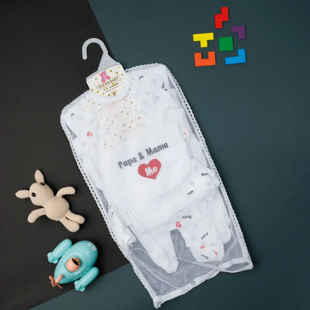 Baby organic White cotton set of 8 pieces