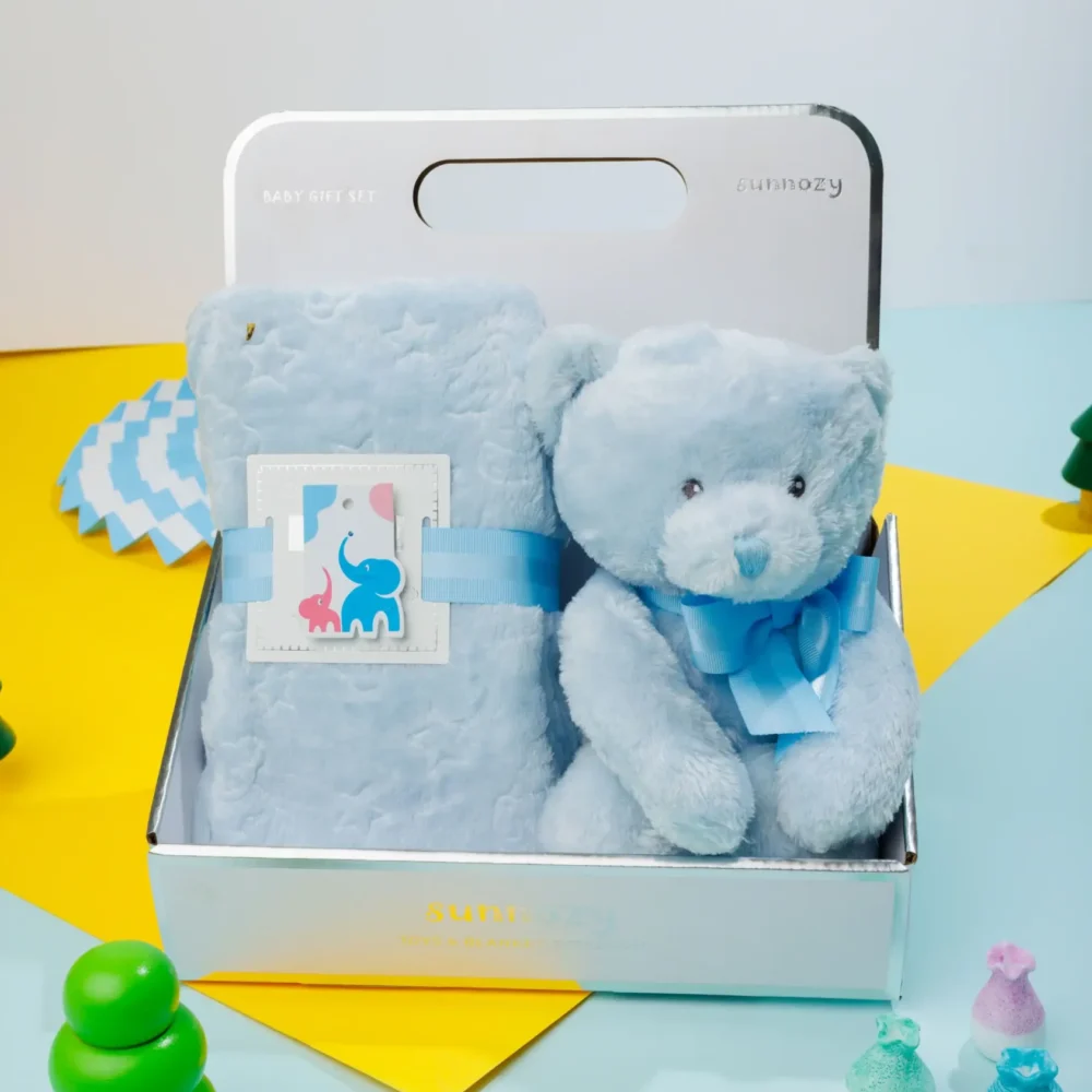 Sky Blue Baby Soft Blanket And Toy Set