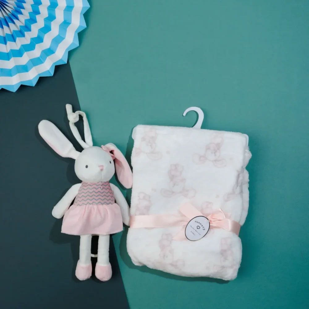 Pink Blanket & Cute Doll 2Pc Set