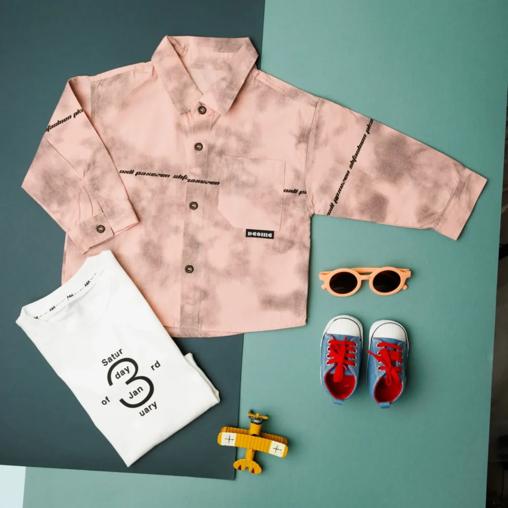 Boys  Graphic Print Cotton Casual Shirt With Tshirt