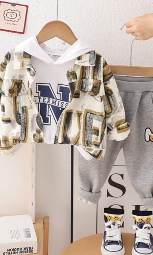 Typography Printed Shirt Inside T-Shirt With Trouser