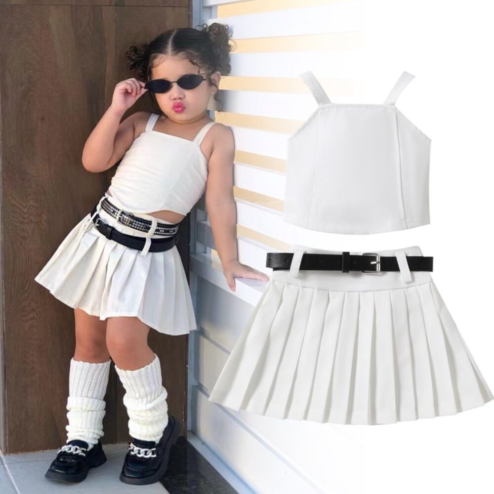 Camisole Top With Pleated Skirt & Belt