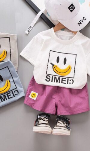 Happy face Printed T-shirt With Shorts