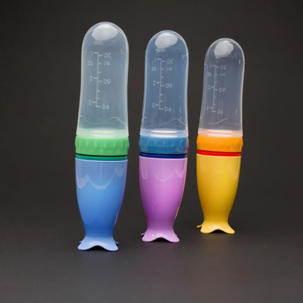 Bpa Free 90Ml Silicon Food Dispensing Baby Feeding Bottle /Silicone Soft Rice Paste Bottle