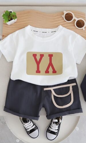 Printed Cotton T-Shirt With Shorts