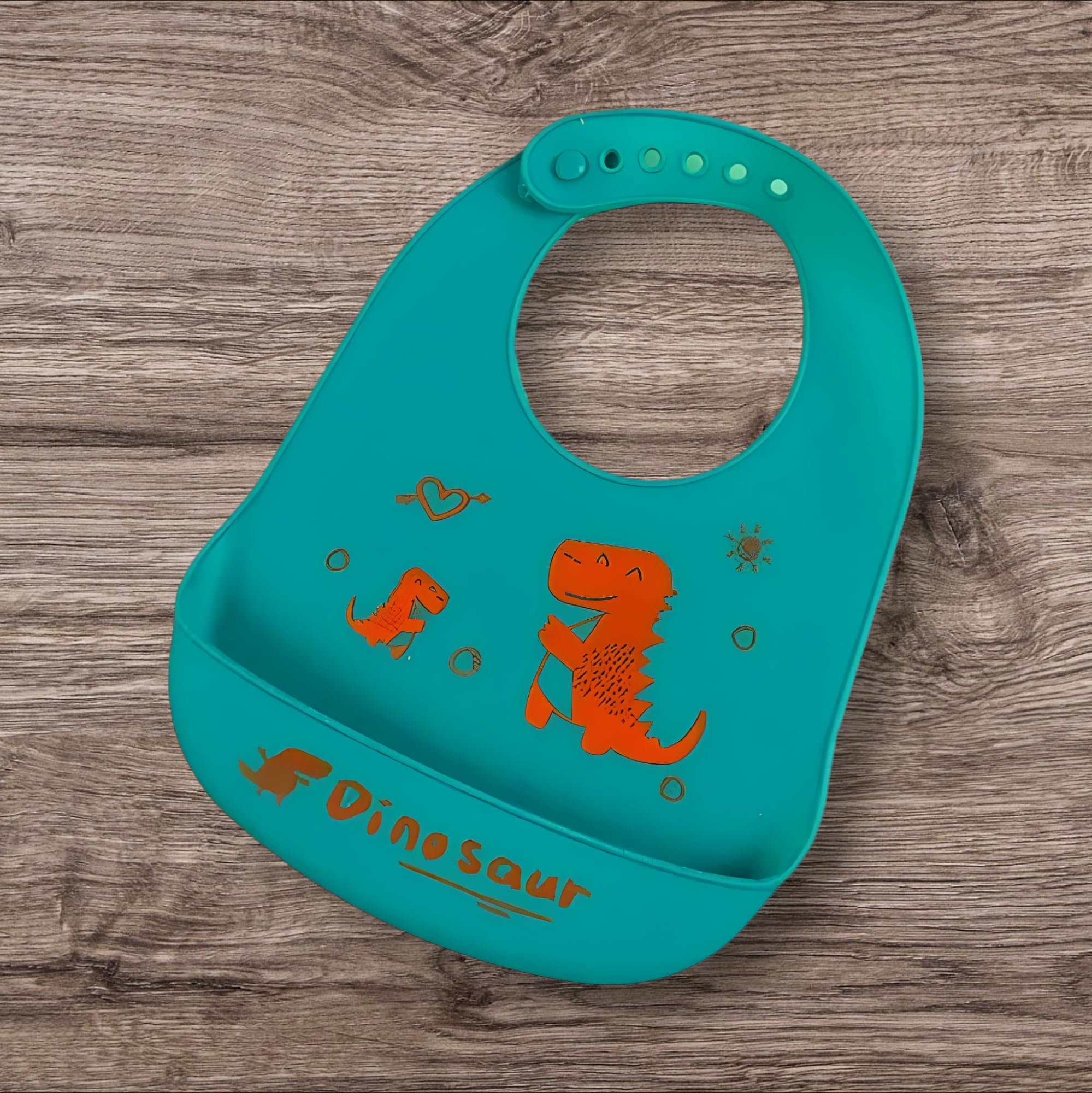 Waterproof Medium Dark green Silicon Baby Bibs Without Ears - Image 2