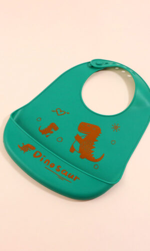 Waterproof Medium Dark green Silicon Baby Bibs Without Ears