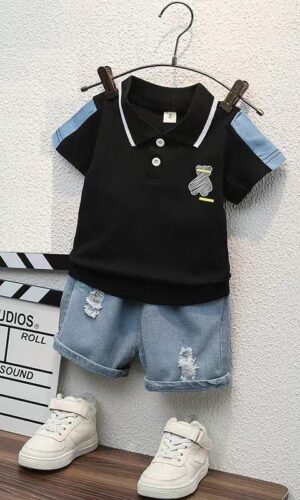 Polo T-Shirt With Denim Shorts